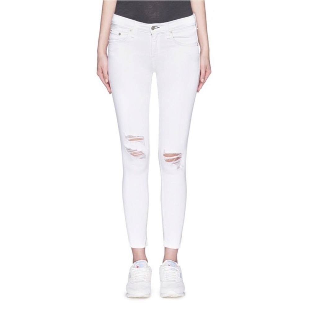 Rag & Bone White Distressed Skinny Jeans